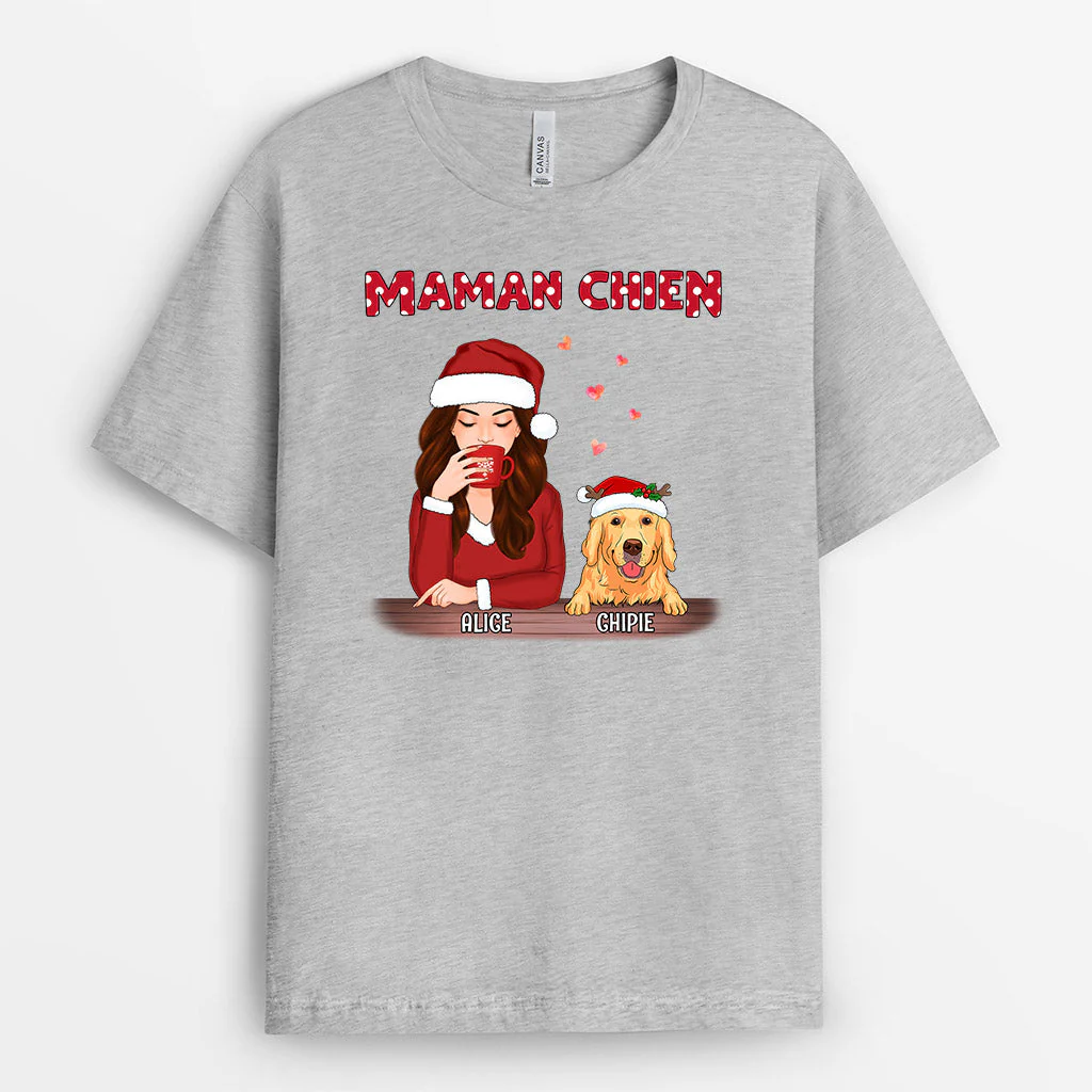 T-shirt Maman Chien - Cadeau de Noël Personnalisé Pas Cher