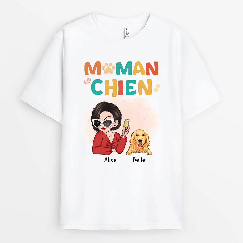 T-shirt Personnalisé Pour Amoureux Des Chiens - Maman Chien Stylée