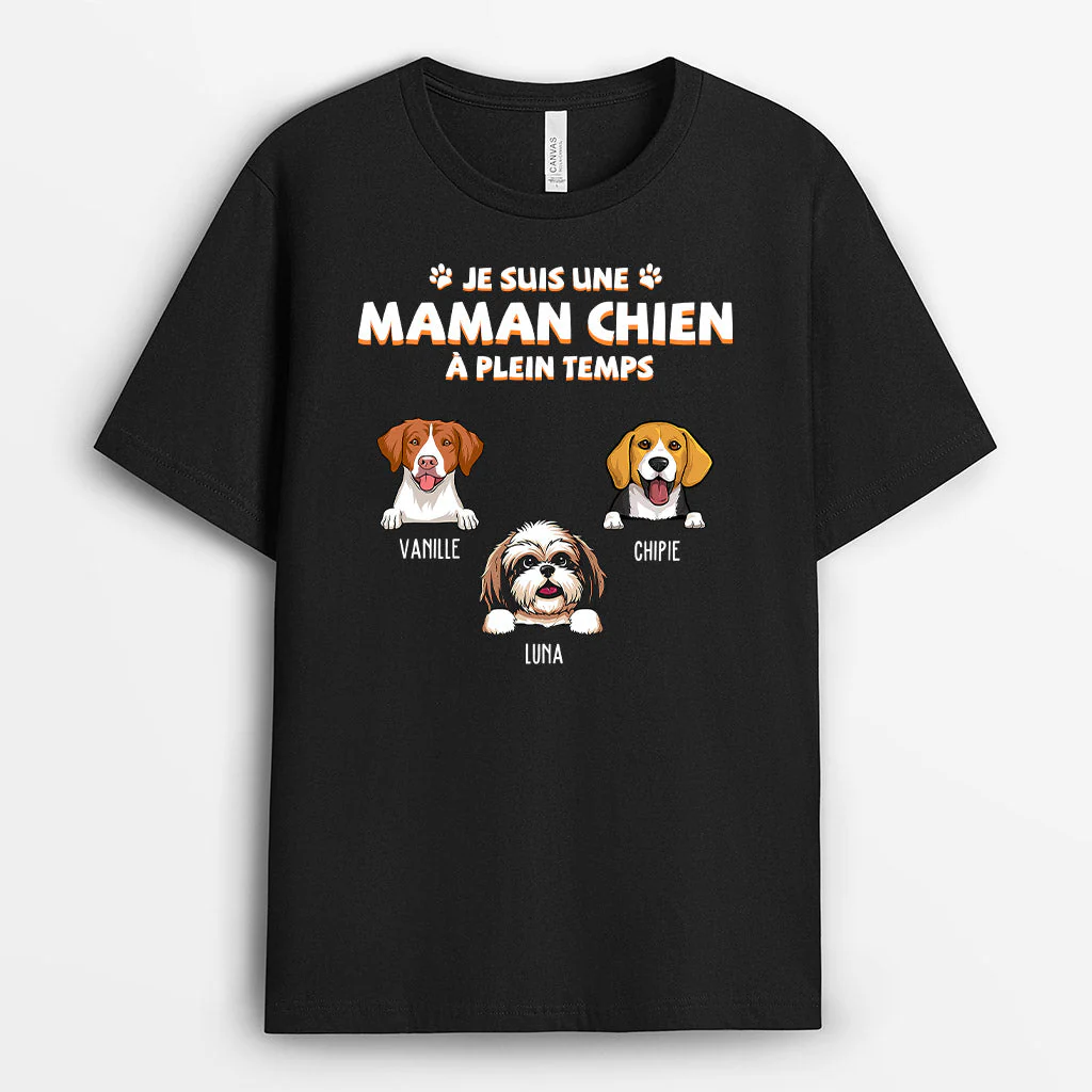 Tee Shirt Personnalisé - Maman Chien À Plein Temps