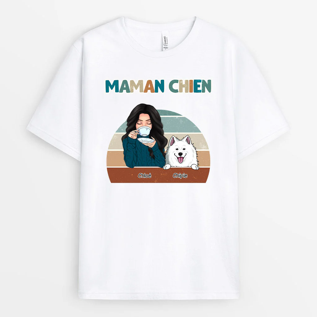 T-shirt Personnalisé Maman - Maman Chien Vert