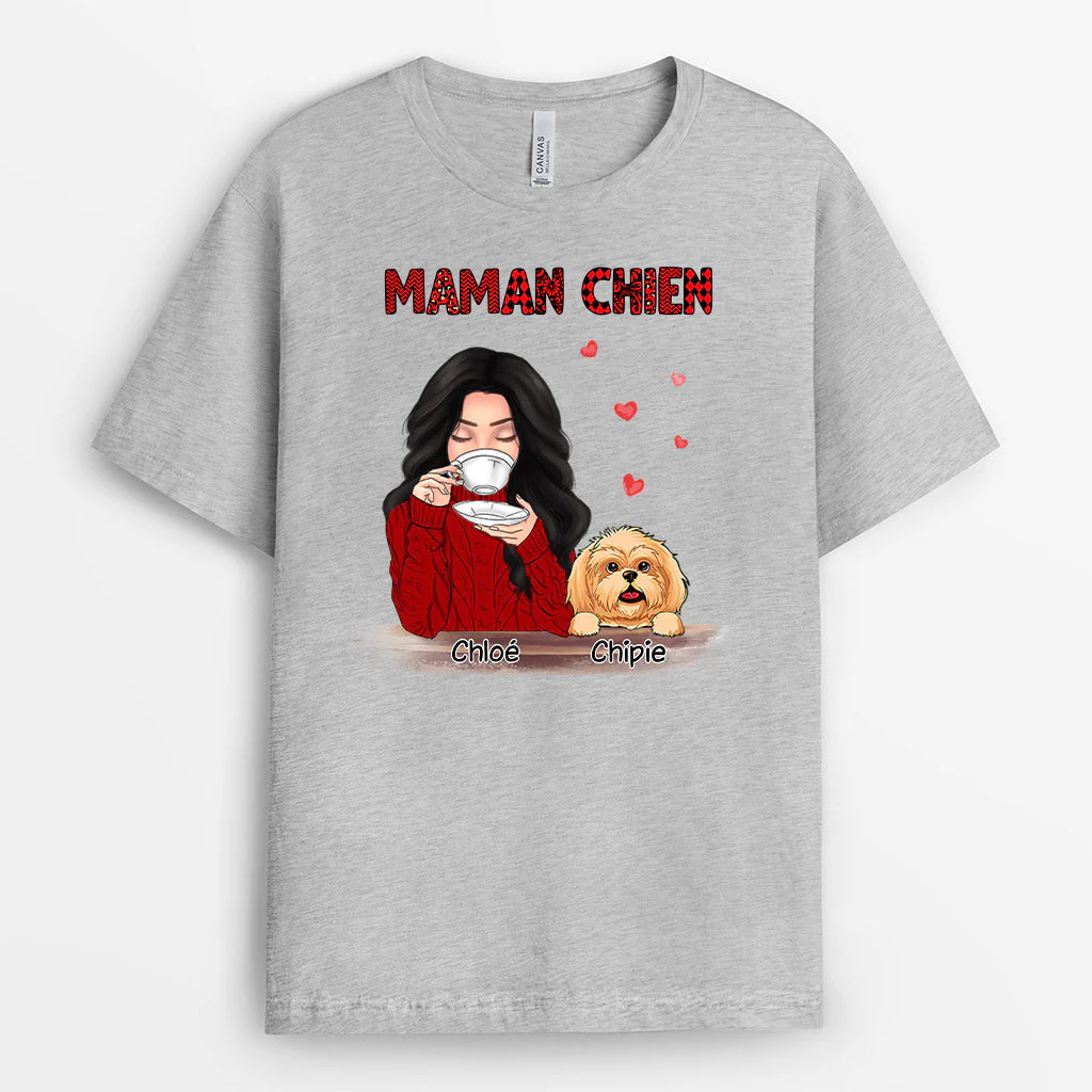 T-shirt Personnalisé Maman - Maman Chien Rouge