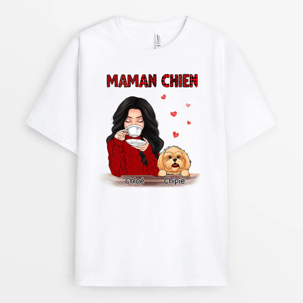 T-shirt Personnalisé Maman - Maman Chien Rouge - Image 2