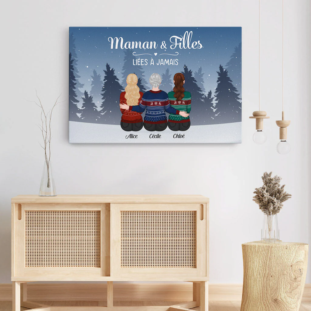 Toile Personnalisée Maman - Maman & Filles - Image 3