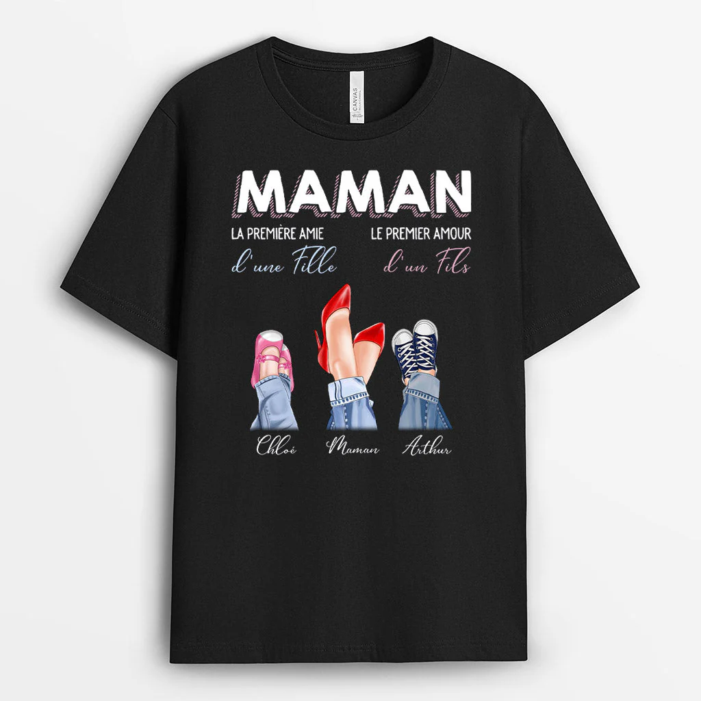 T-shirt Personnalisé Maman - Maman Première Amie Premier Amour