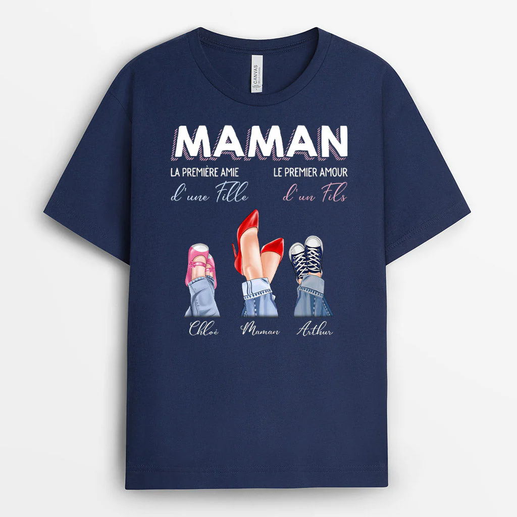 T-shirt Personnalisé Maman - Maman Première Amie Premier Amour - Image 2