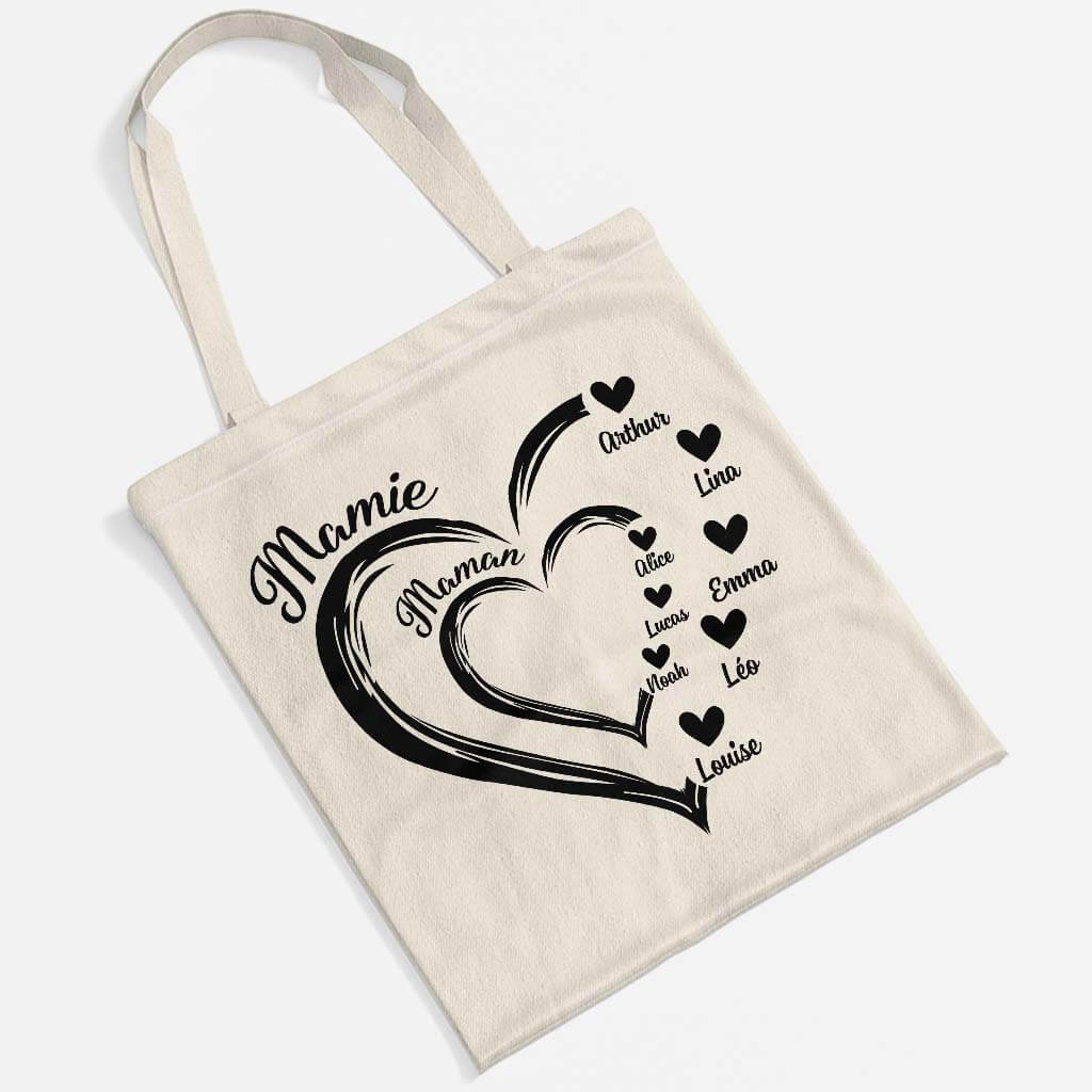 Tote Bag Personnalisé Mamie - Maman/Mamie Avec Coeur Rouge - Image 2