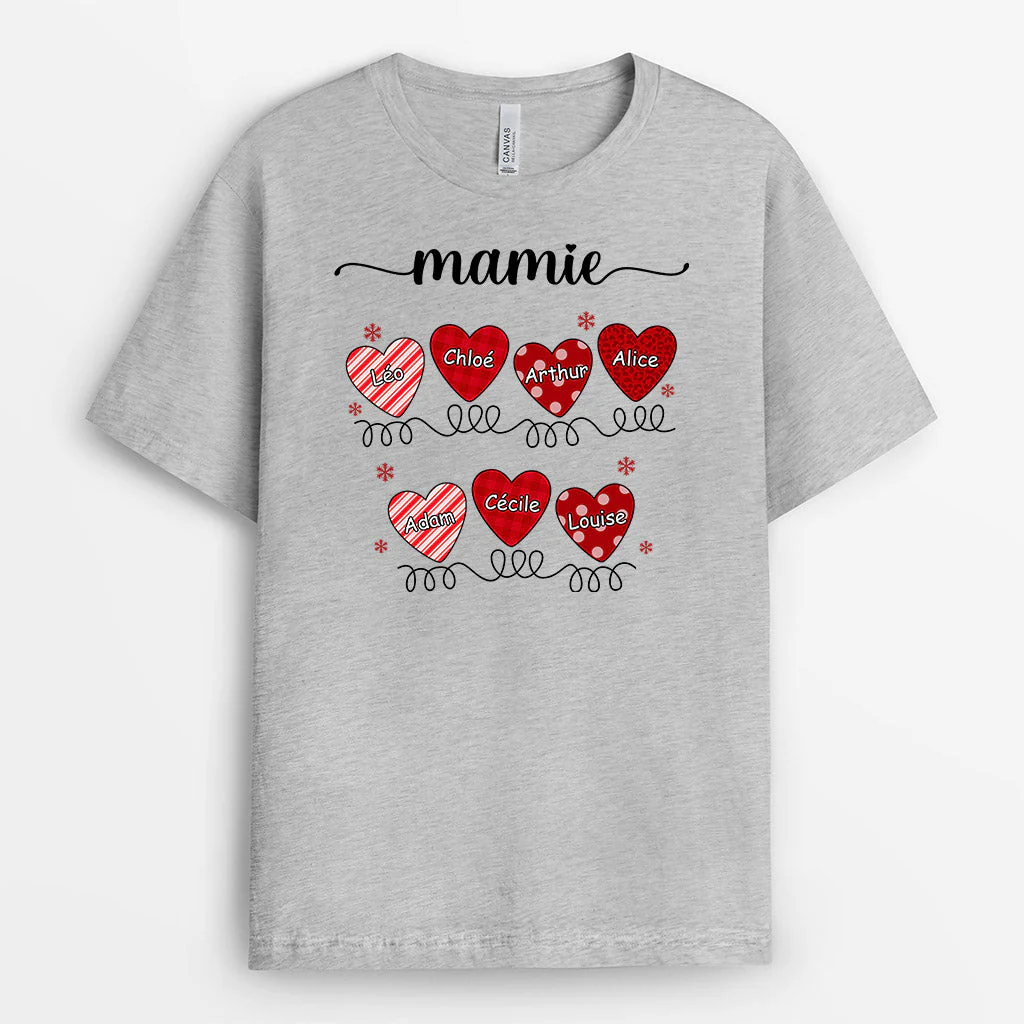 T-Shirt Personnalisé Maman Mamie - Ses Petits Cœurs De Noël