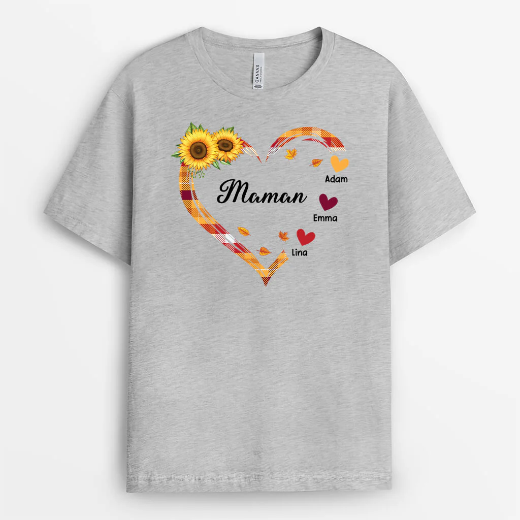 Maman/Mamie Coeur Version Tournesol - T-shirt Femme Personnalisable - Image 2