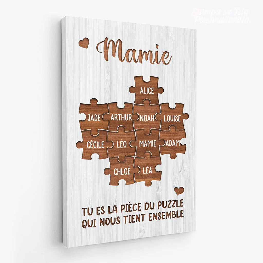 Toile Personnalisée Mamie - Tu Es La Pièce Qui Nous Tient Ensemble - Image 2