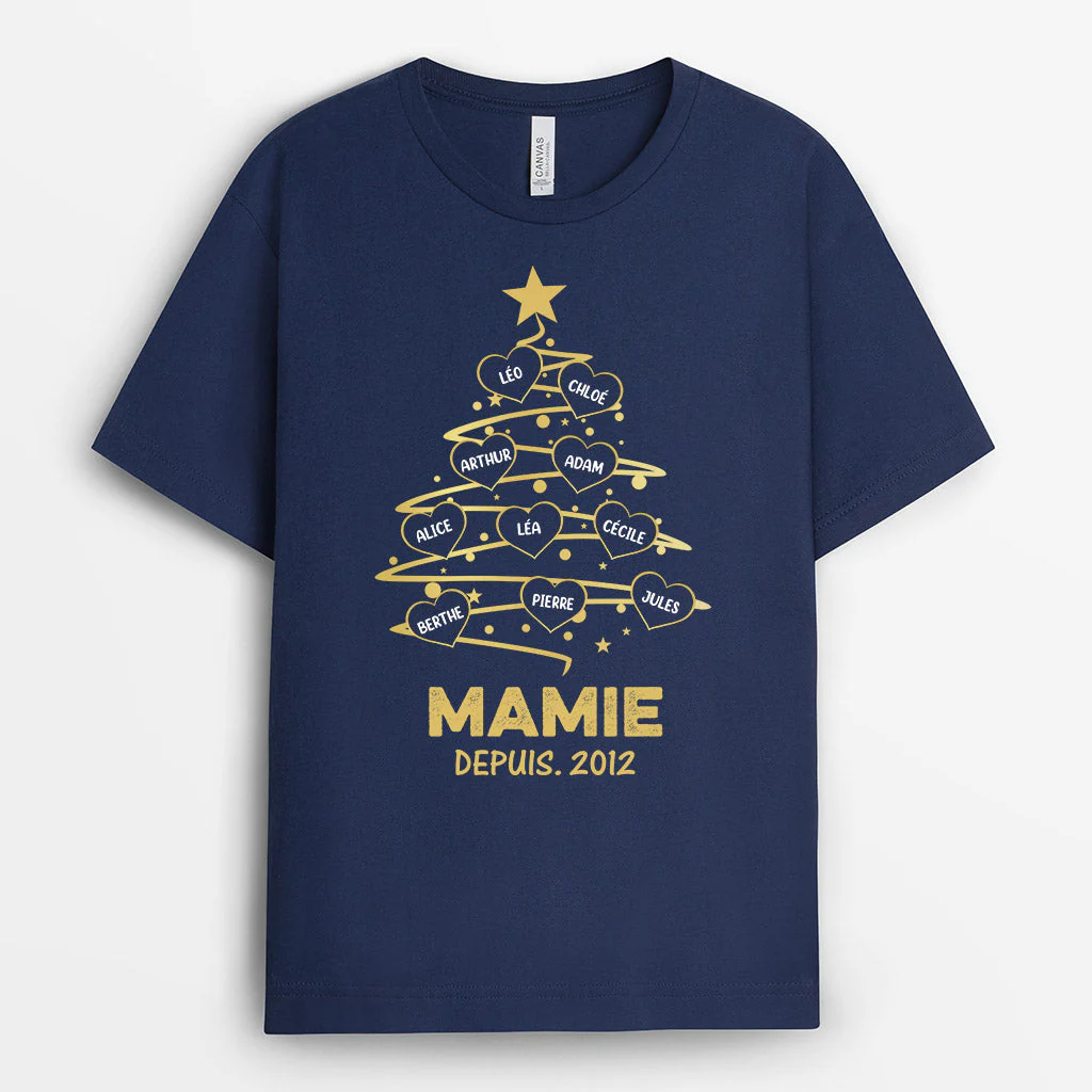 Cadeau Noel Personnalisé – T-Shirt Maman Mamie Papa Depuis - Image 2