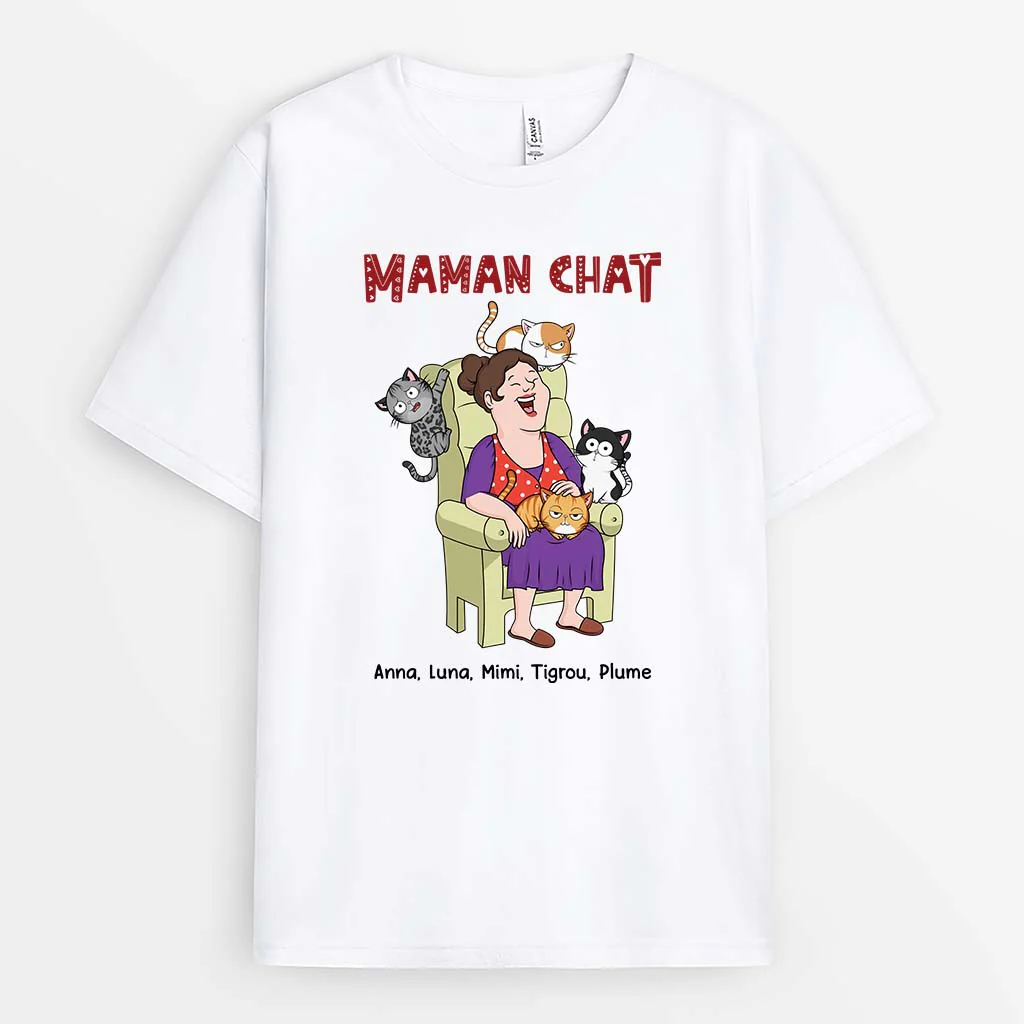 Tee Shirt Personnalisé Maman - Papa Maman Chat Hilarant