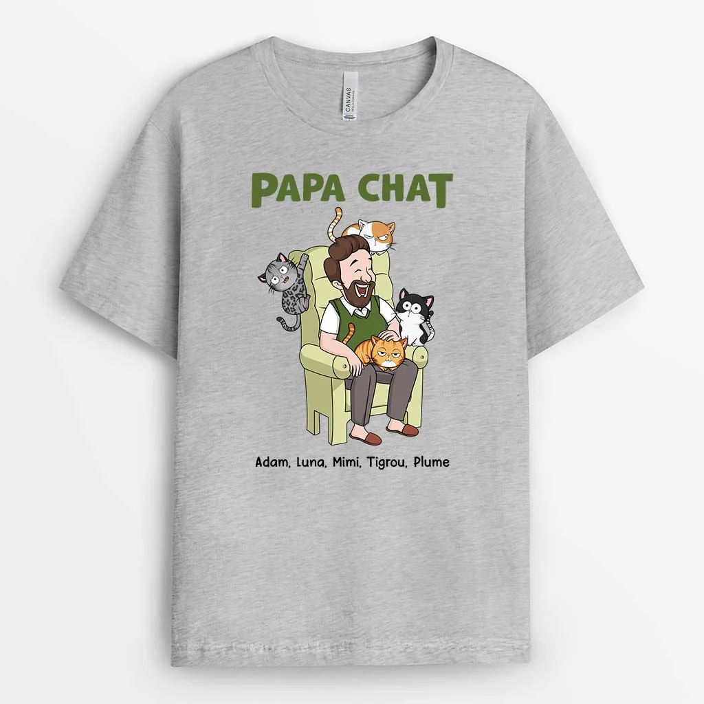 Tee Shirt Personnalisé Maman - Papa Maman Chat Hilarant - Image 2