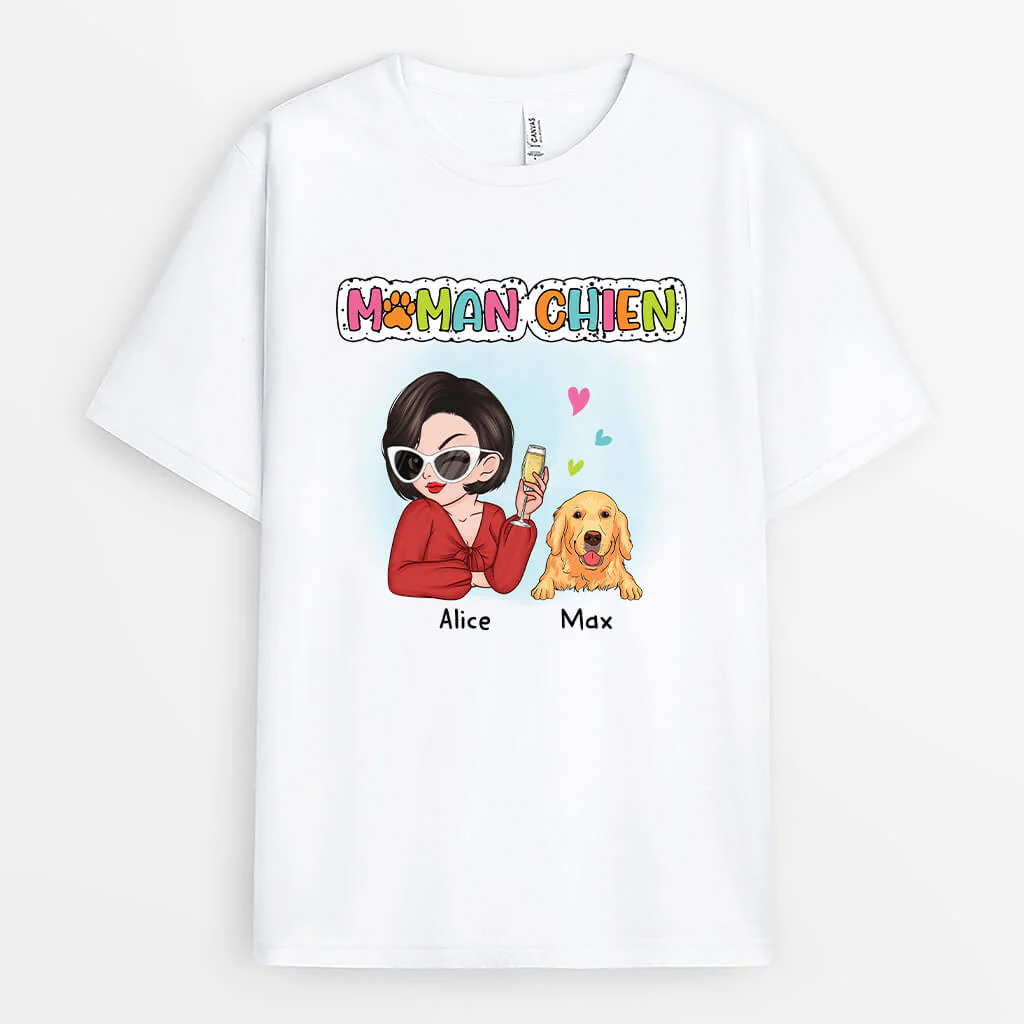 T-shirt Personnalisé Femme - Maman Chien Colorée