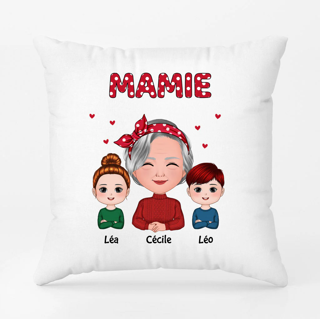 Coussin Mamie Personnalisé - Mamie Et Petits-Enfants