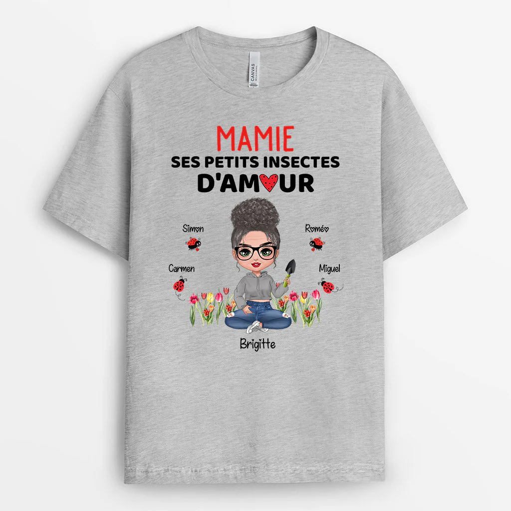 Tee Shirt Mamie Personnalisé - Mamie et Petits Insectes d’Amour - Image 2