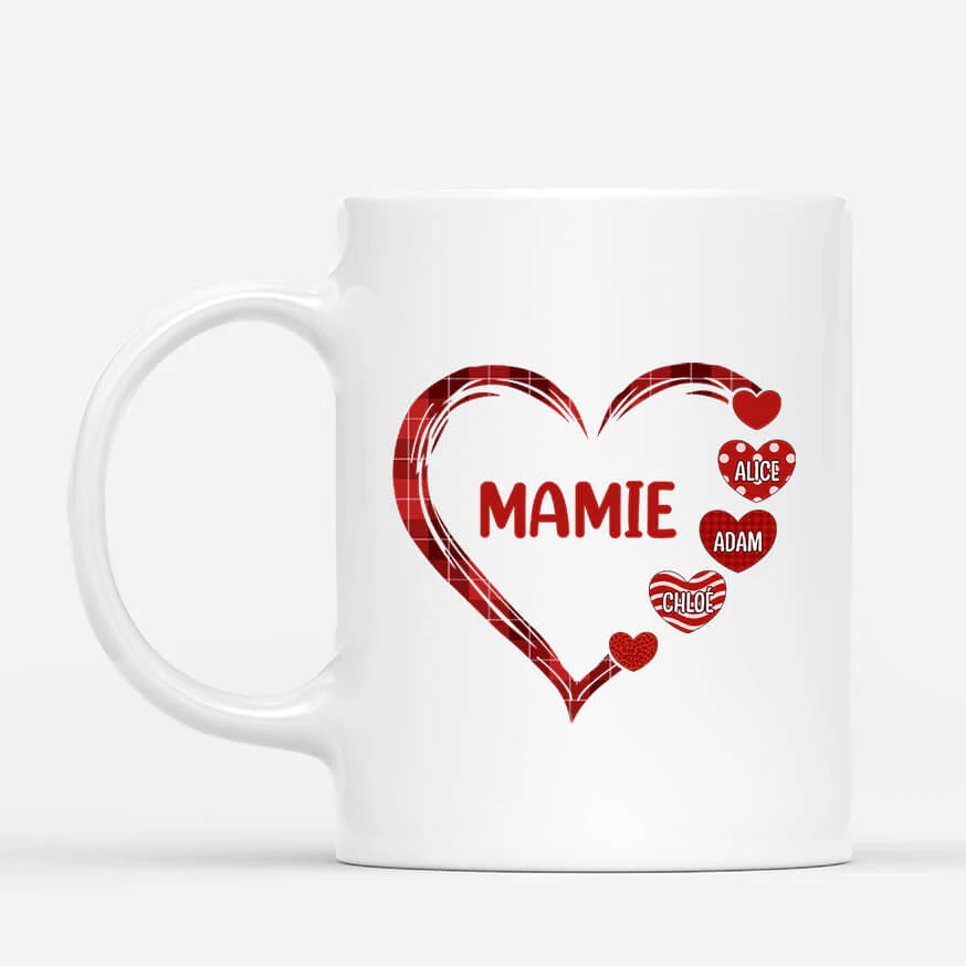 Mug Personnalisé Grand-Mère – Grand Cœur Rouge