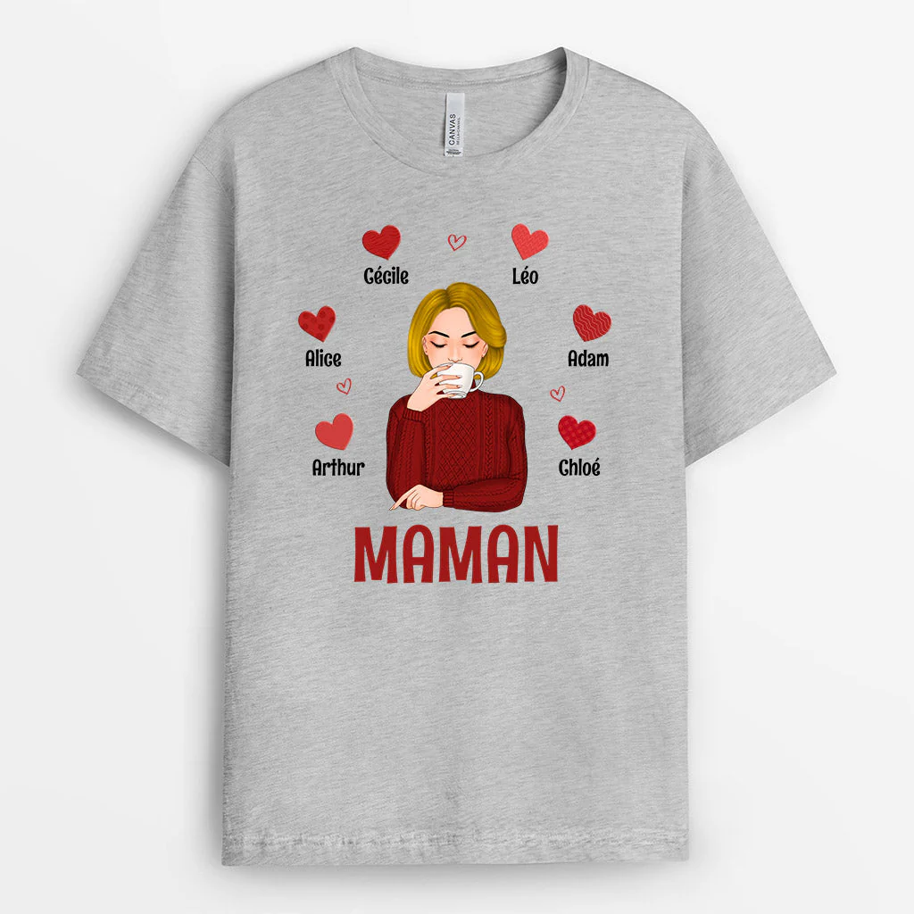 Tee Shirt Mamie Personnalisé - Mamie - Avec Petits Cœurs Entourage - Image 2