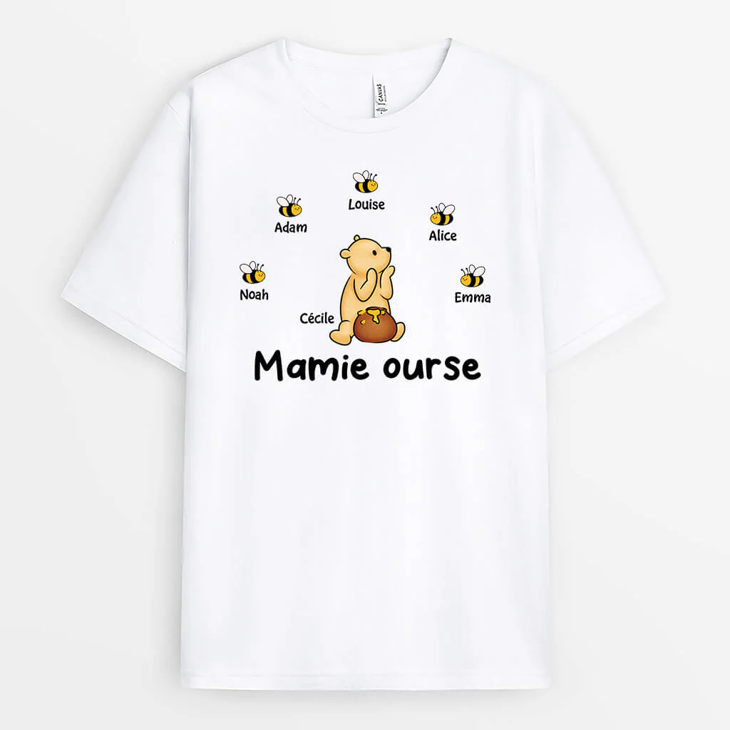 Tee Shirt Personnalisé Mamie Humor - Mamie Ourse Miel Et Les Abeilles