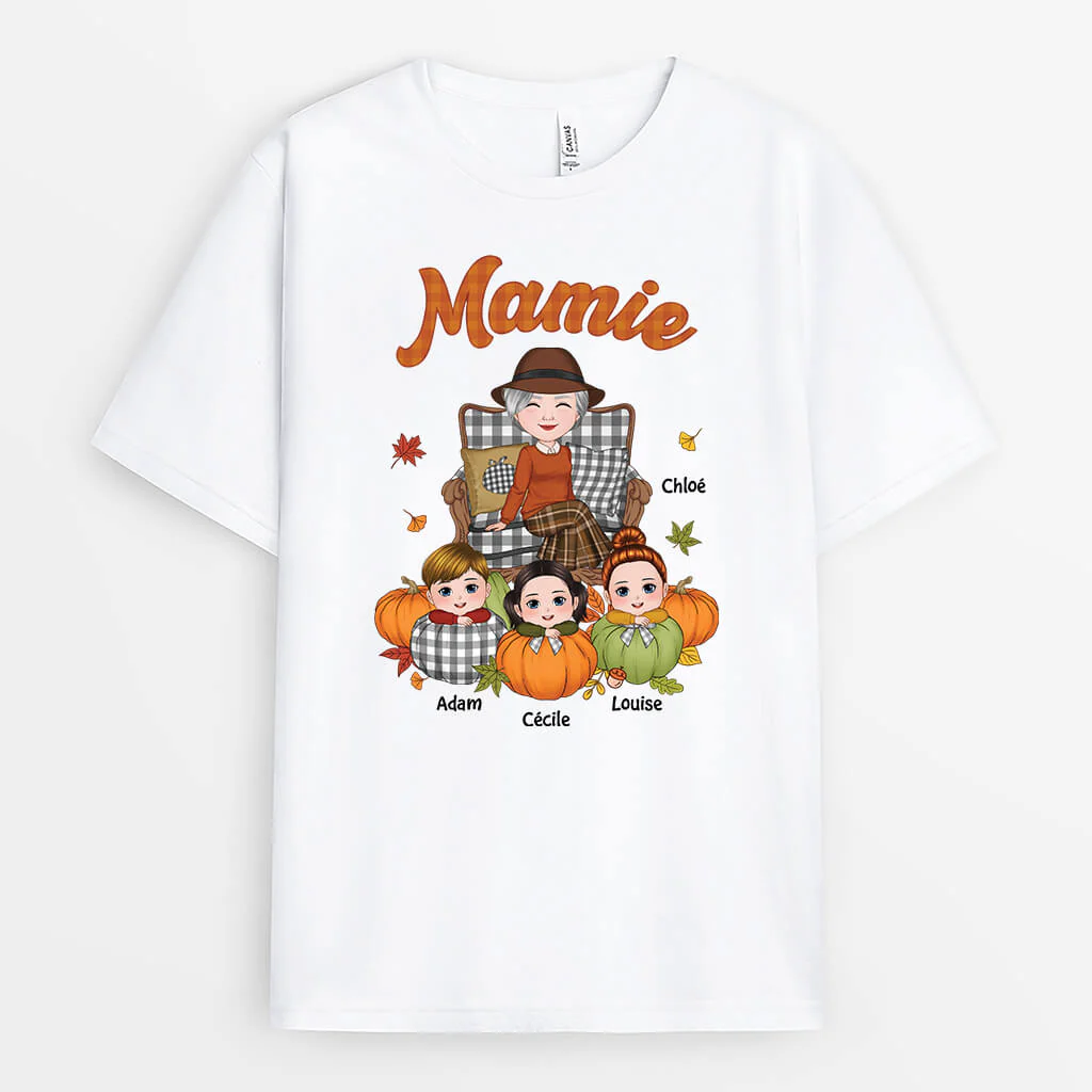 Mamie Version L'Automne Avec Citrouilles - T-shirt Pour Mamie Personnalisé