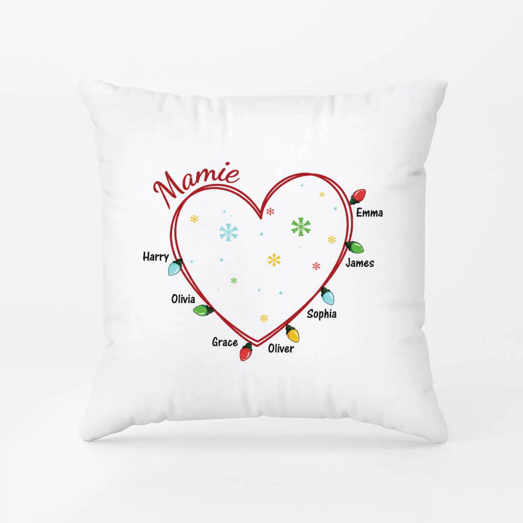 Coussin personnalisé Noël – Mamie Lumières de Noël