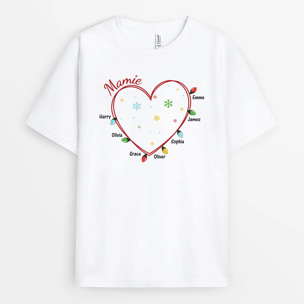 Mamie Version Lumières de Noël - T-shirt Mamie Personnalisable