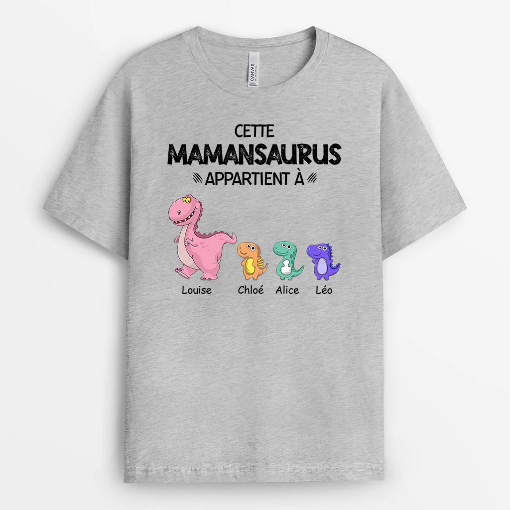 Tee Shirt Personnalisé Mamie - Mamiesaurus | Petits Dinosaures Marchent - Image 2