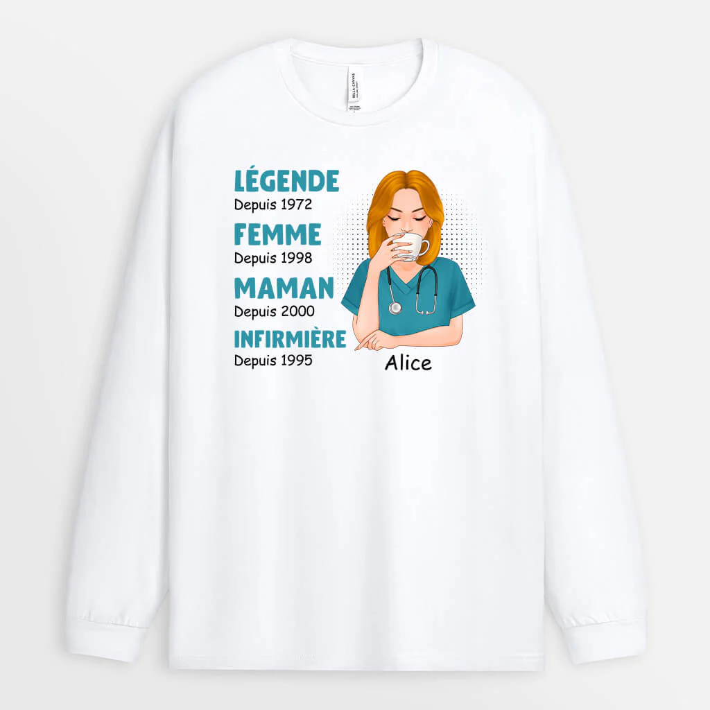 Manches Longues Épouse Maman Mamie Infirmière Géniale Personnalisé