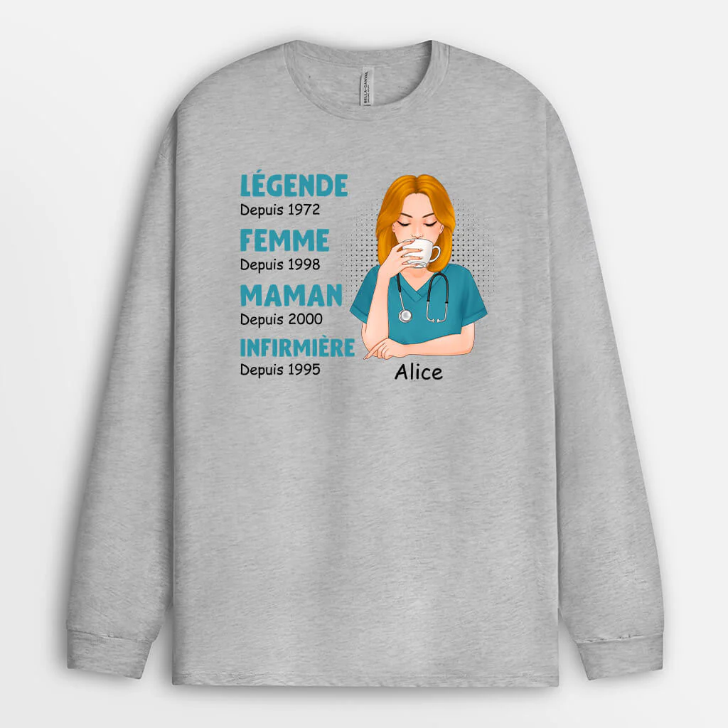 Manches Longues Épouse Maman Mamie Infirmière Géniale Personnalisé - Image 2