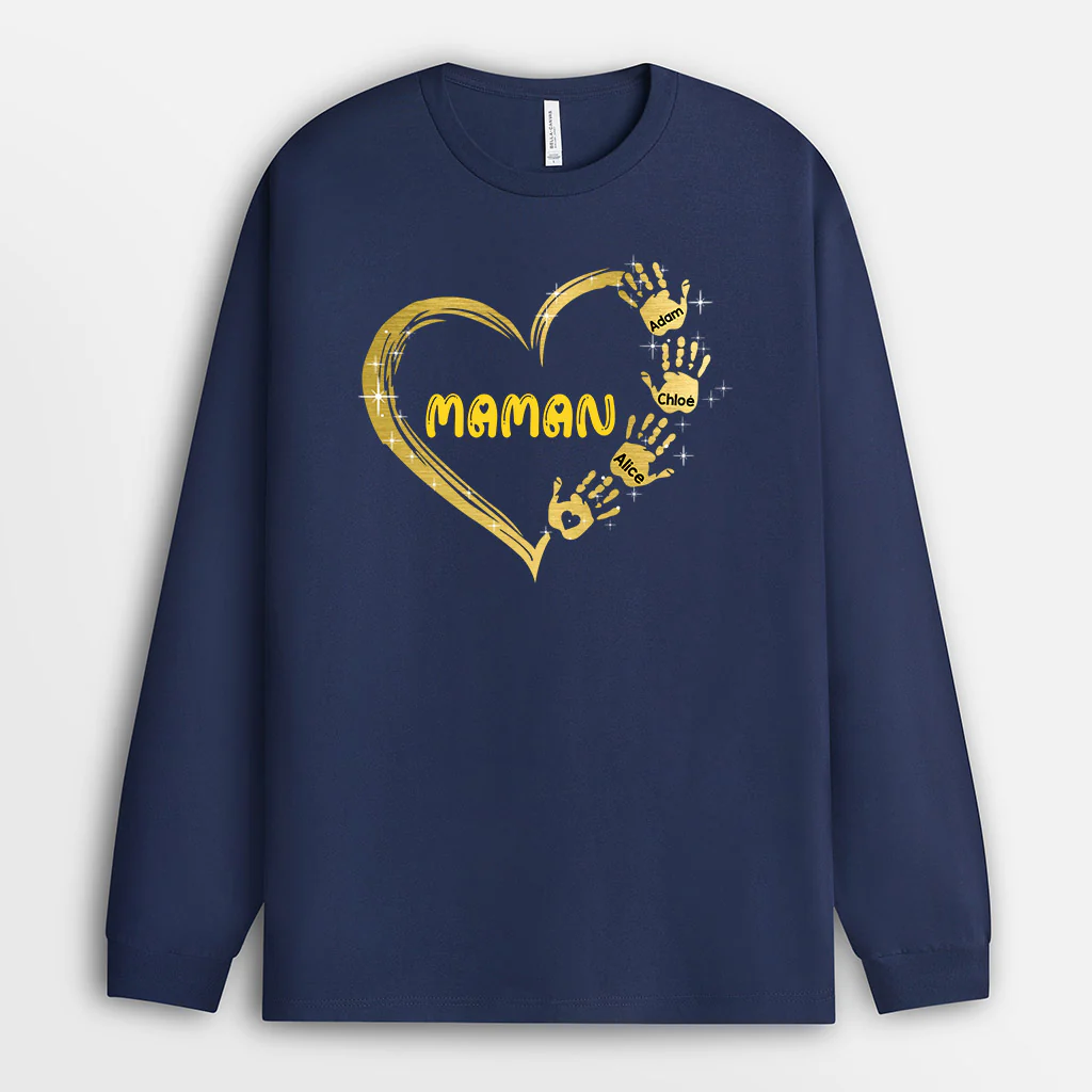 Manches Longues Le cœur de Mamie Maman Mains Colorées Personnalisé - Image 2