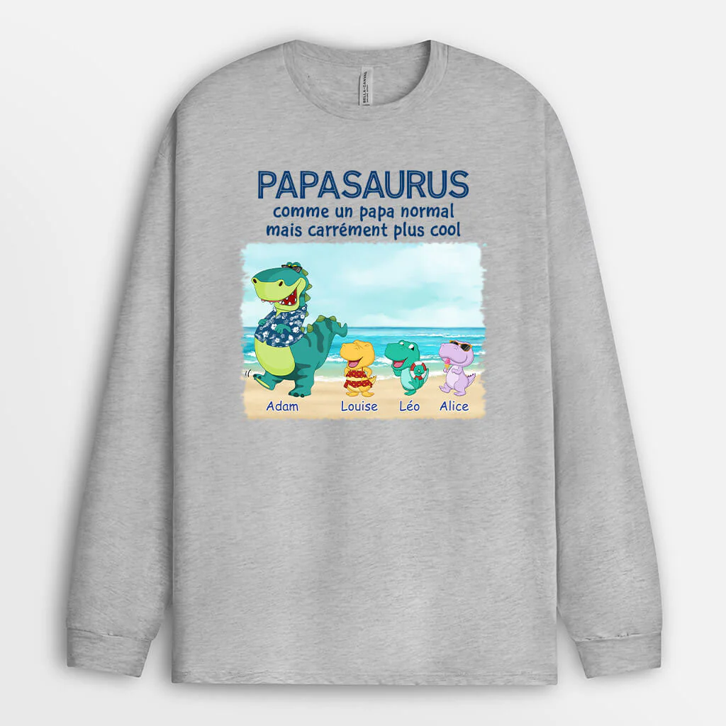 Manches Longues Papasaurus Papisaurus La Plage Personnalisé - Image 2