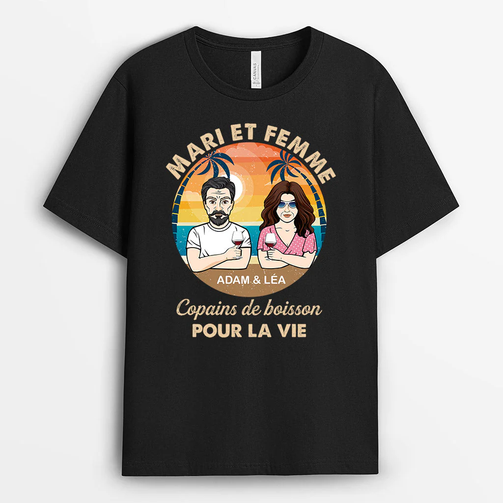 Tee Shirt Couple Amoureux Personnalisé - Mari & Femme