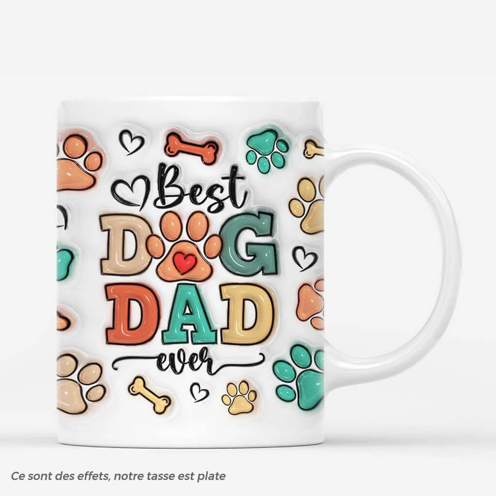 [Effet d'impression 3D] Mug Personnalisé Papa – Meilleur Papa Chien De Tous Les Temps - Image 2
