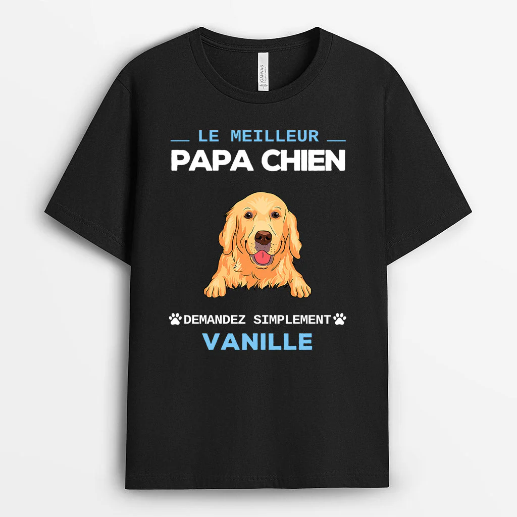 T-shirt Le Meilleur Papa Chien Demandez À Personnalisé