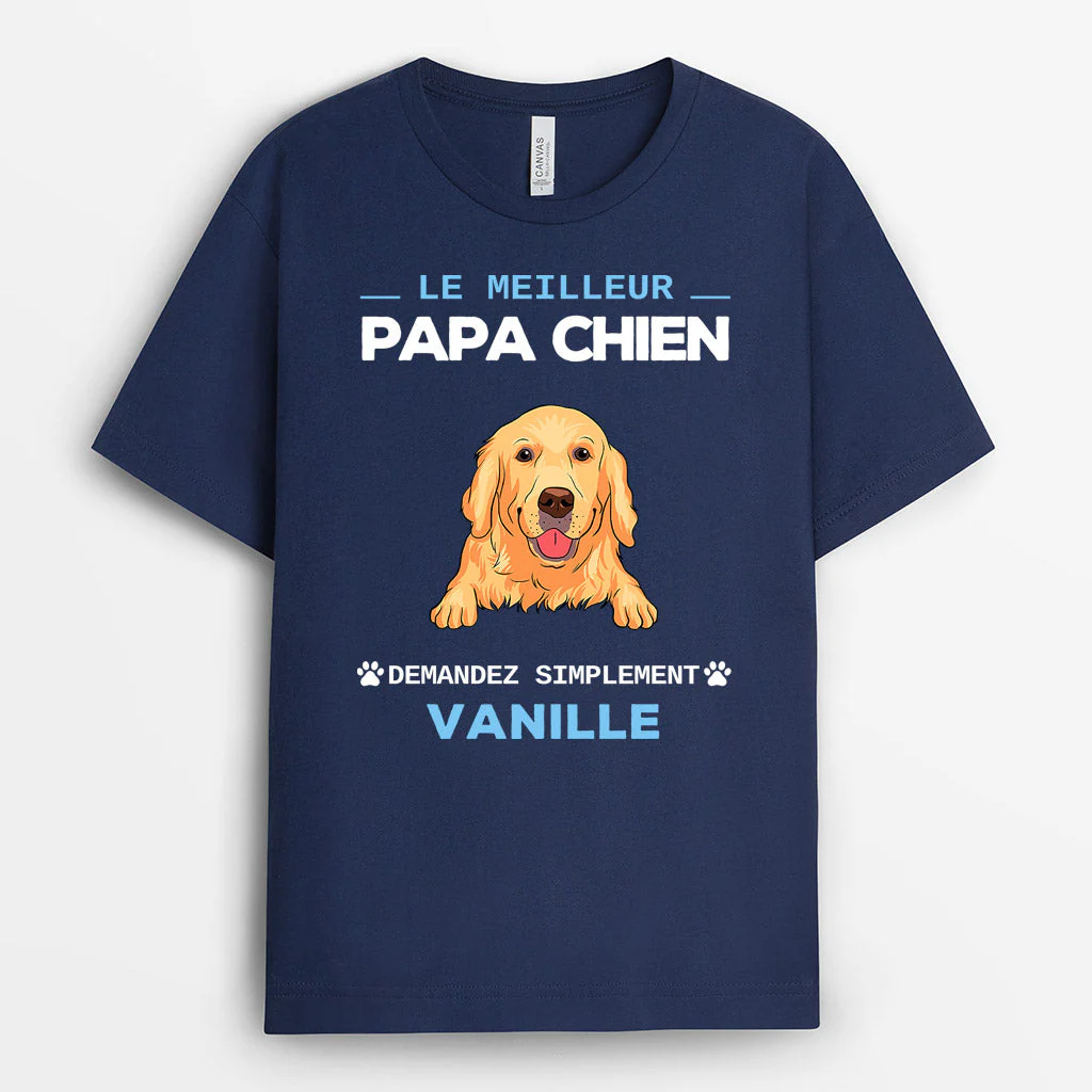T-shirt Le Meilleur Papa Chien Demandez À Personnalisé - Image 2