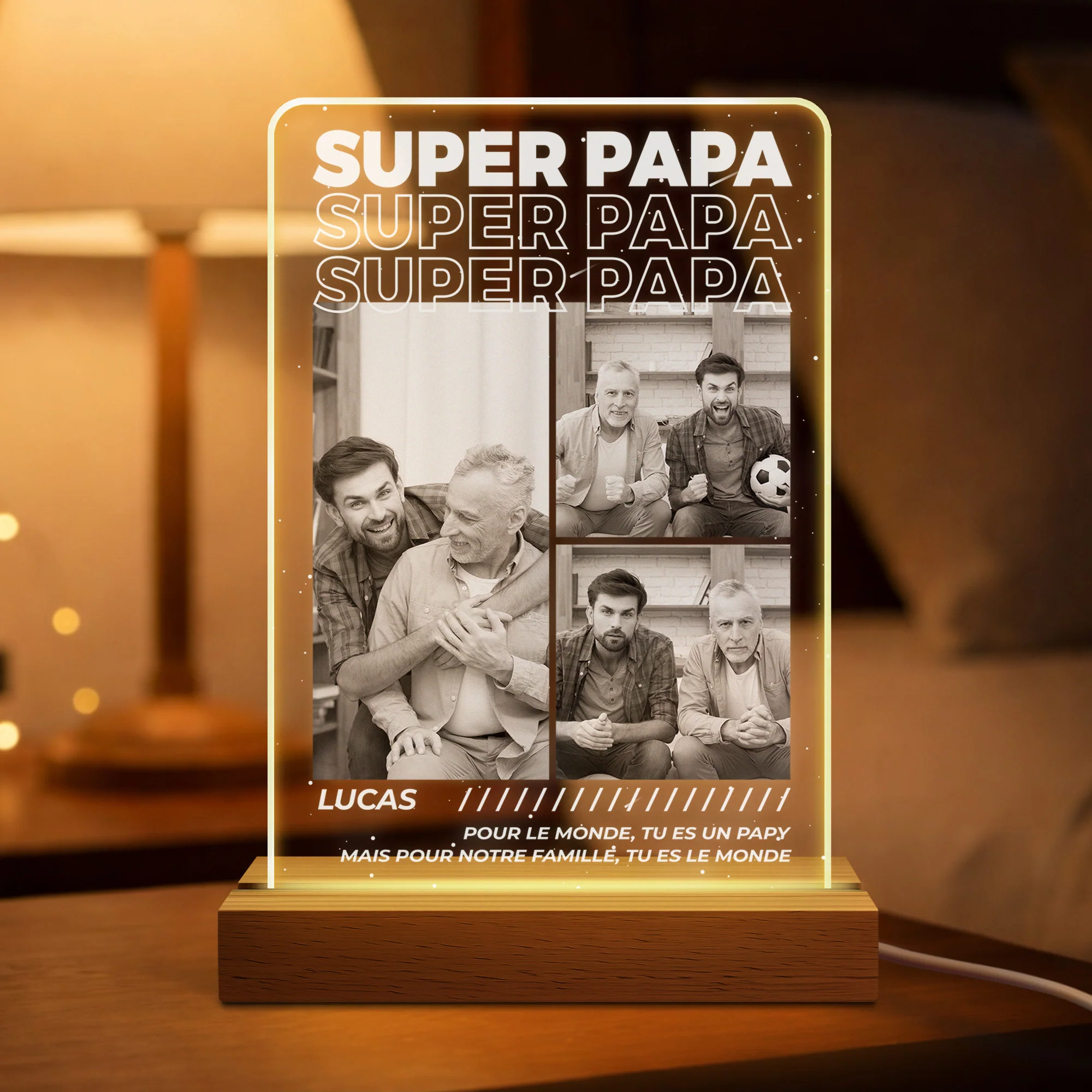 Veilleuse Personnalisée Photo - Meilleur Papa