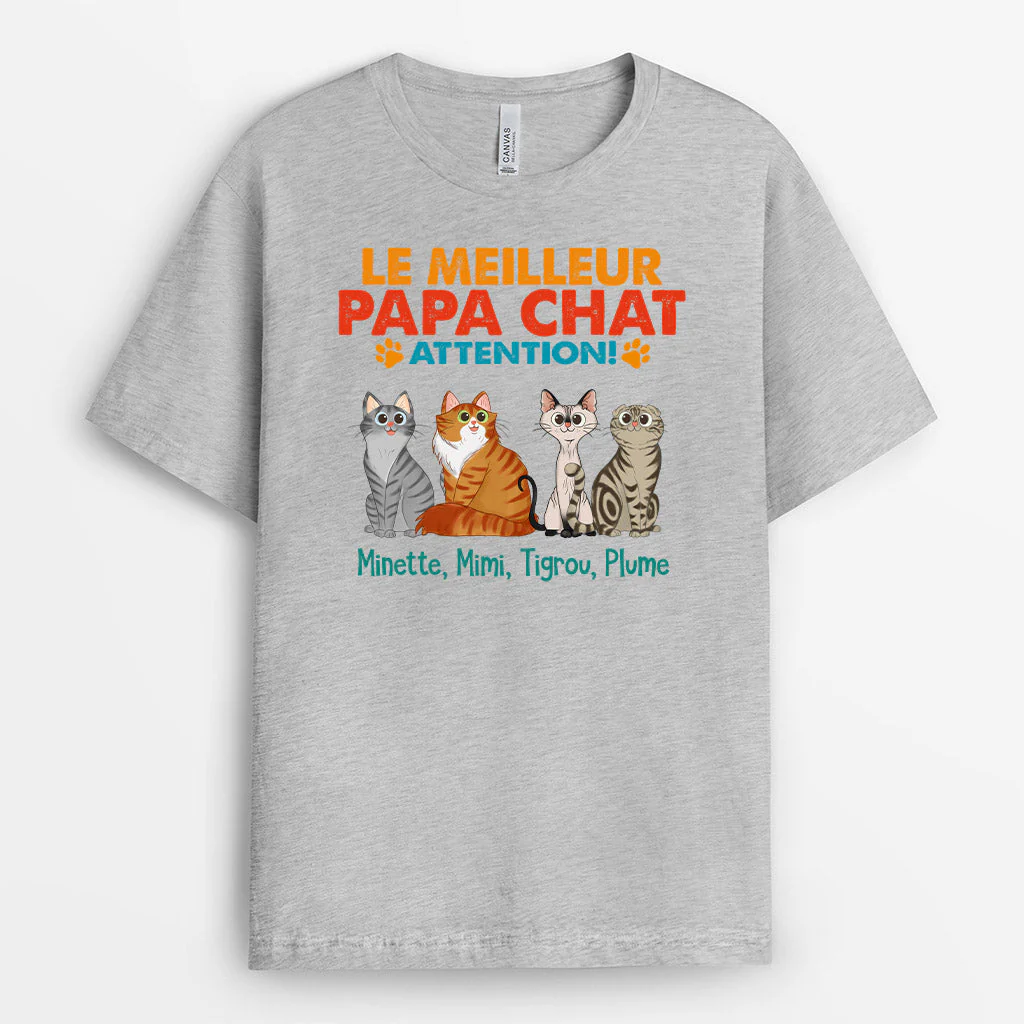 T-shirt Personnalisé - Meilleur Papa Chat / Maman Chat Attention