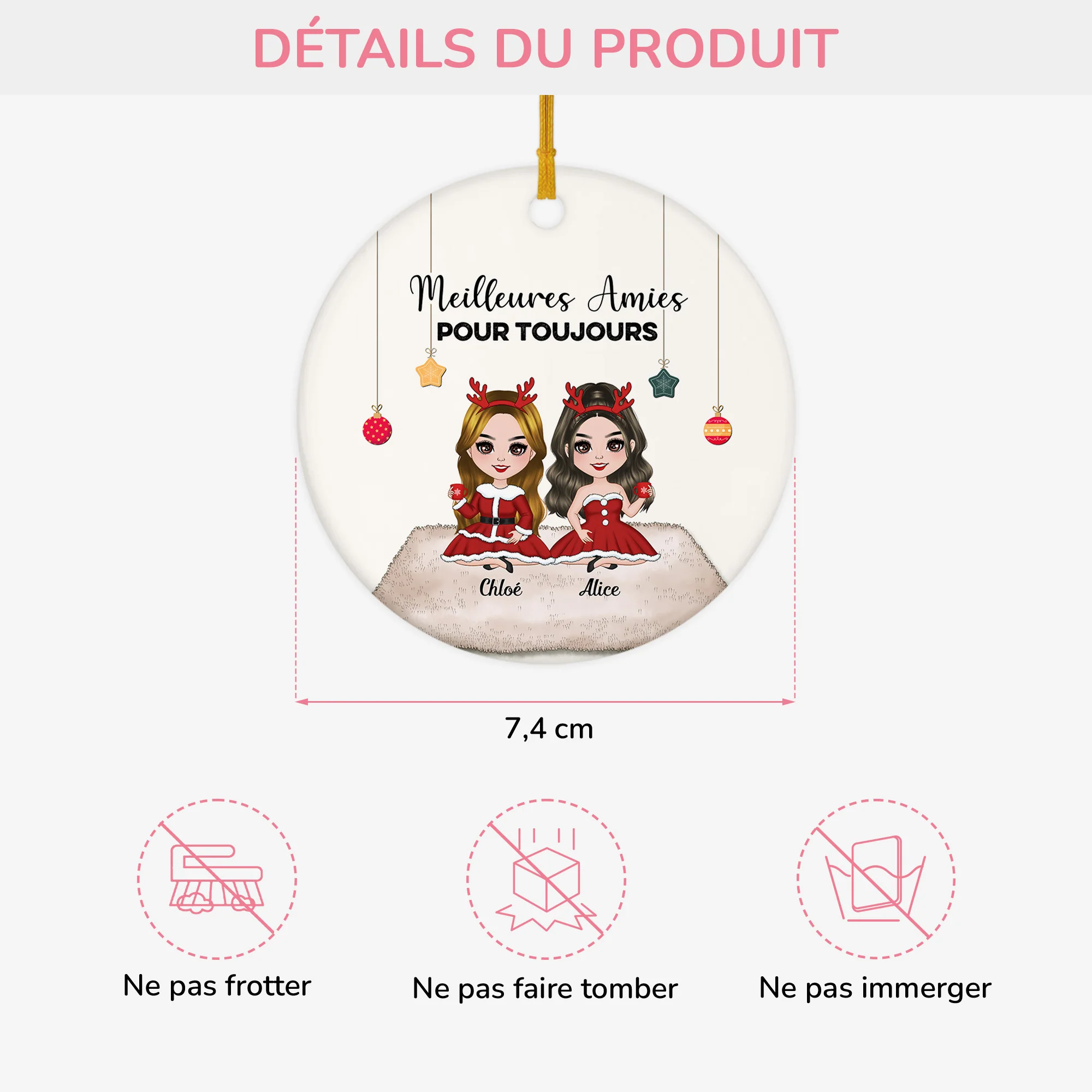 Ornement Meilleures Amies Pour Toujours Personnalisé - Image 3