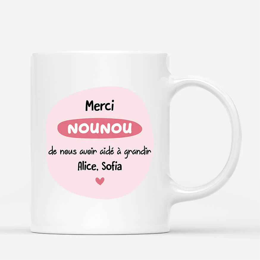 Mug personnalisé pour nounou – Merci de m’avoir fait grandir - Image 3