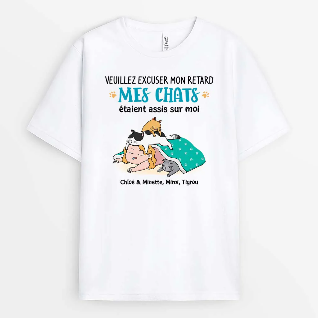 Tee Shirt Personnalisé Humour – Mes Chats Étaient Assis Sur Moi