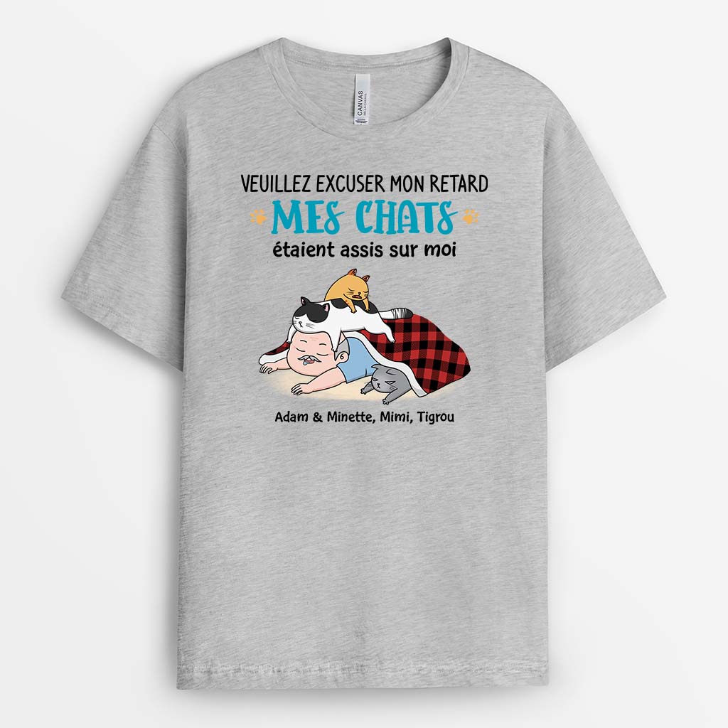 Tee Shirt Personnalisé Humour – Mes Chats Étaient Assis Sur Moi - Image 2