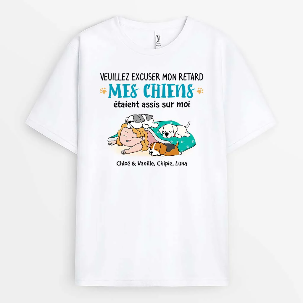 Tee Shirt Personnalisé Drôle – Mes Chiens/Chats Étaient Assis Sur Moi