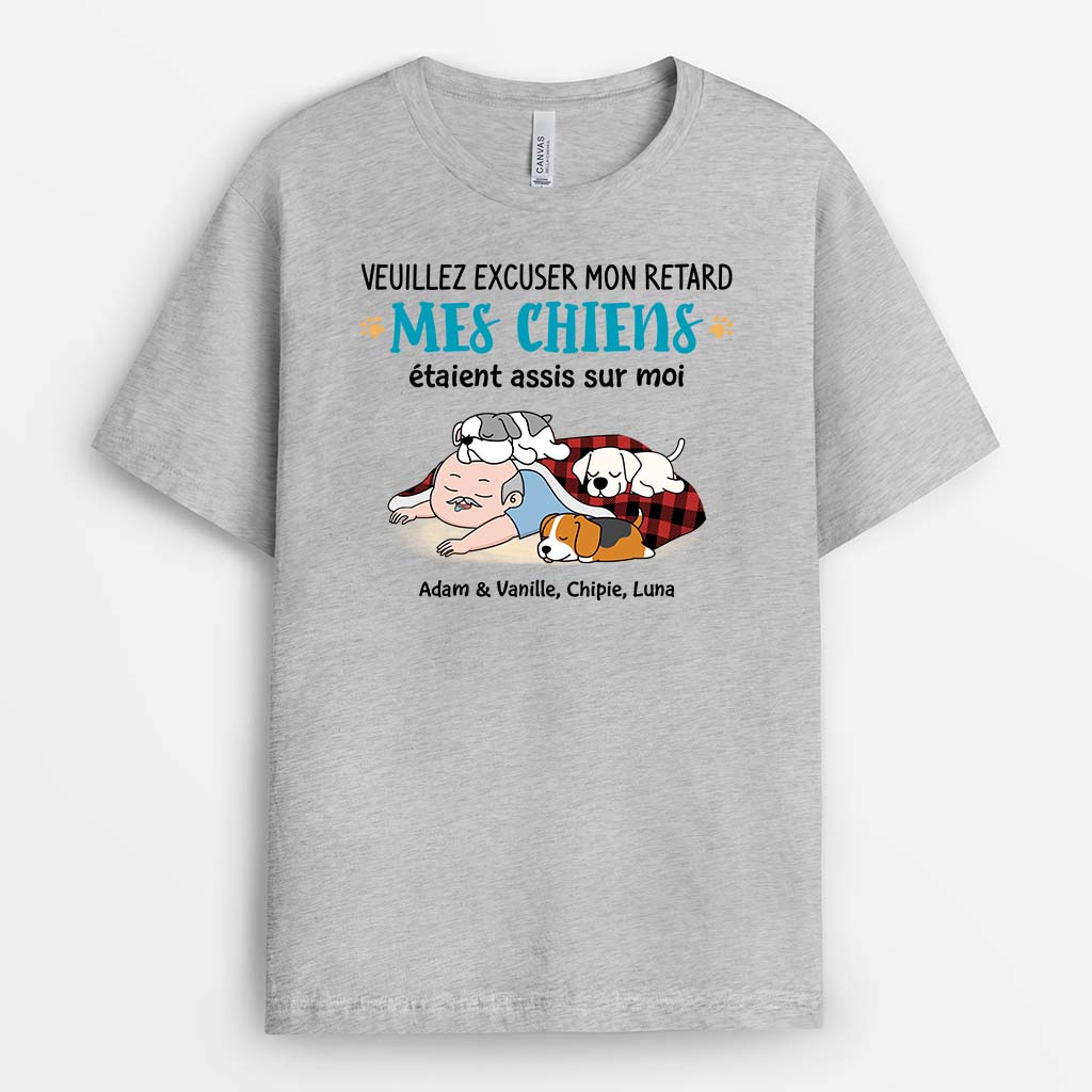 Tee Shirt Personnalisé Drôle – Mes Chiens/Chats Étaient Assis Sur Moi - Image 2