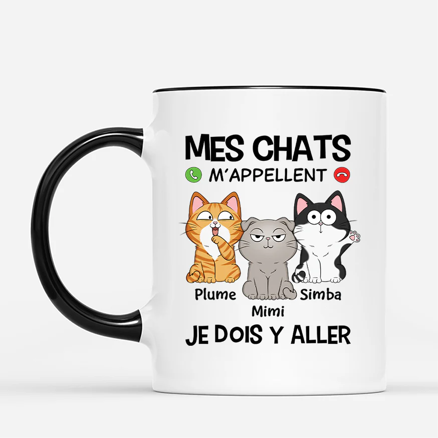 Mug Personnalisé Chat - Mes Chats M'appellent, Je Dois Y Aller - Image 2