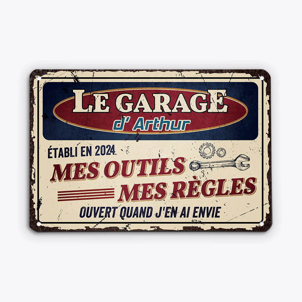 Plaque métal personnalisée et simple – Mes outils, mes règles