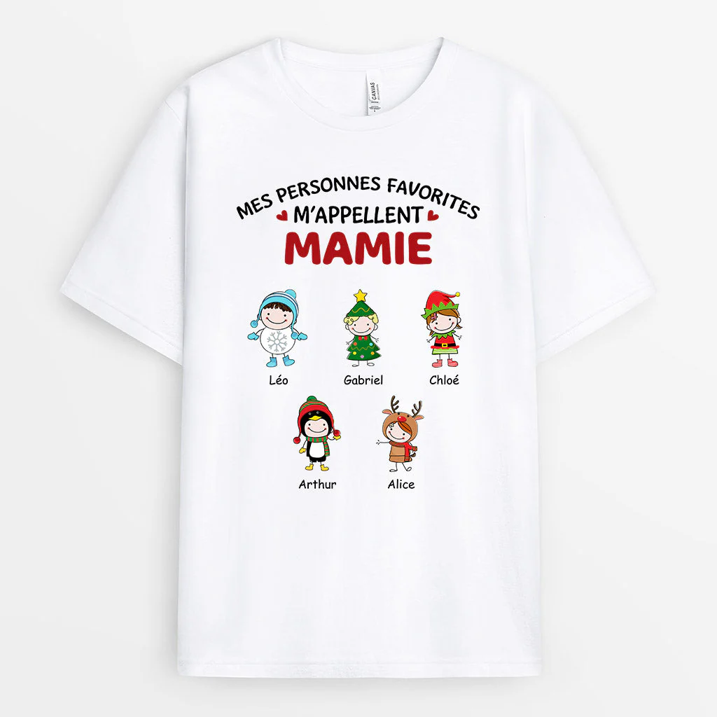 T Shirt Mamie Personnalisé - Mes Personnes Favorites