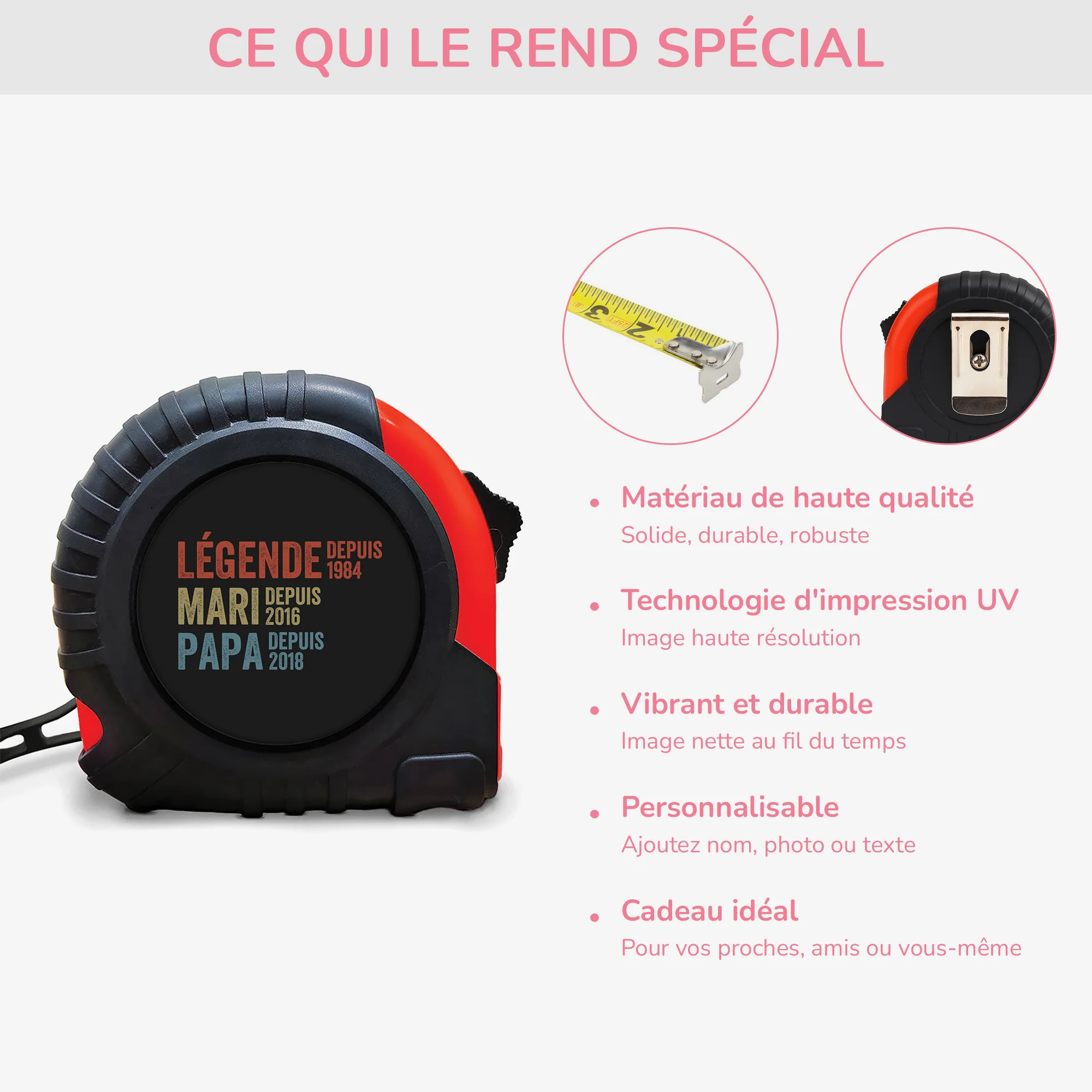Mètre Ruban Personnalisé - Légende Mari Papa Papy Depuis - Image 4
