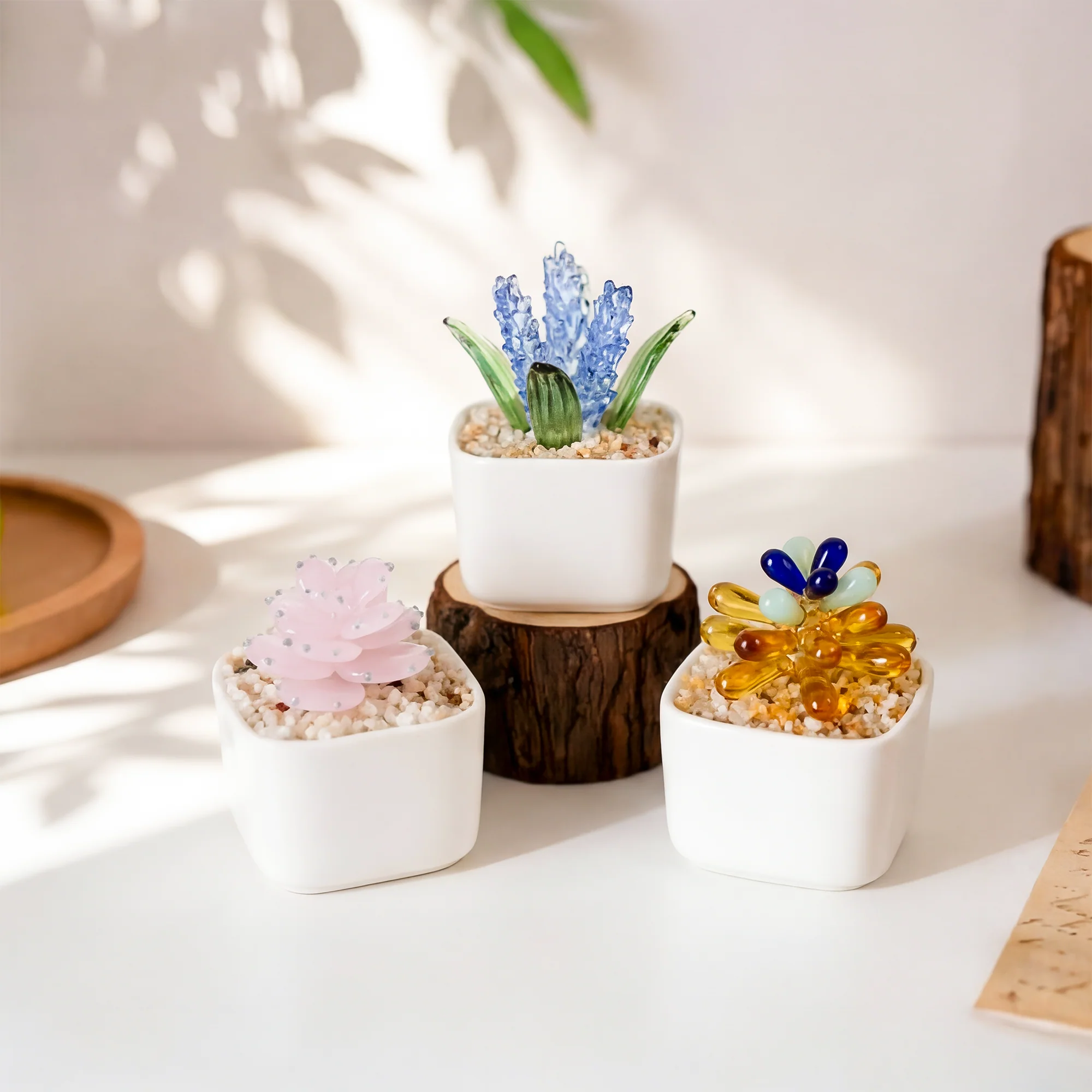 Mini Plante En Verre Artisanale Avec Pot - Cadeau Décoration Femme - Image 2