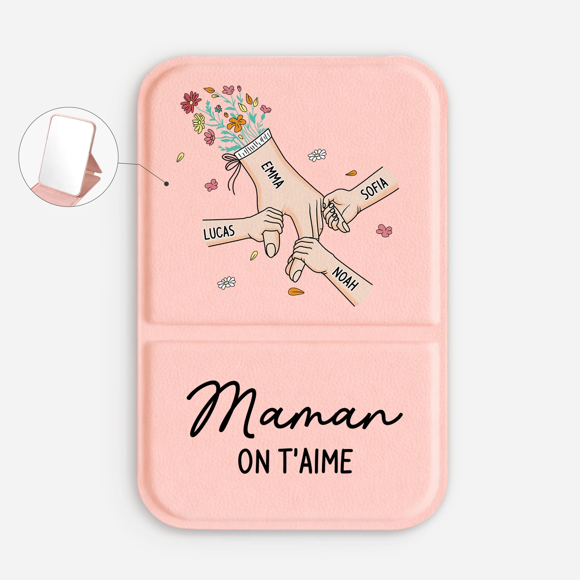 Miroir de Poche Personnalisé - Design Main dans la Main