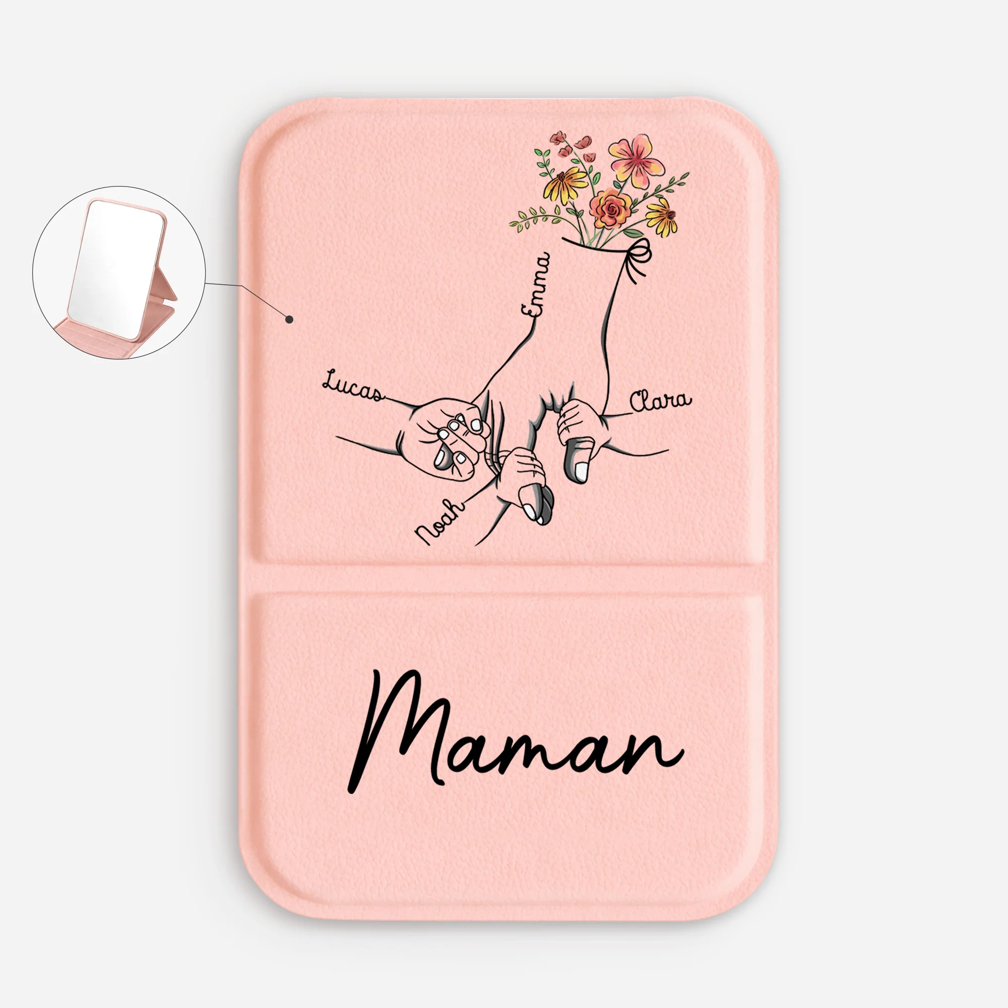 Miroir De Poche Personnalisé | Tenir La Main De Maman Mamie