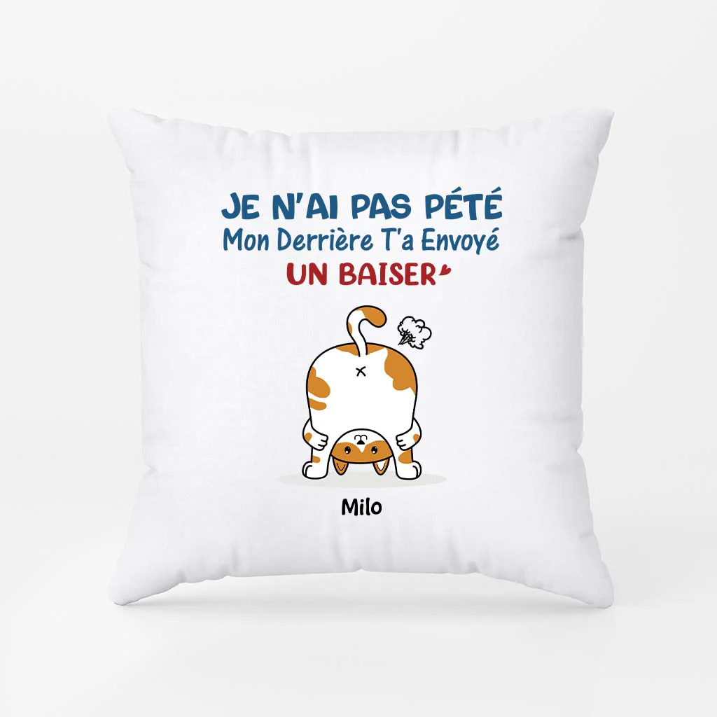 Mon Derrière T'a Envoyé Un Baiser Version Chat - Coussin Chat Personnalisable - Image 2